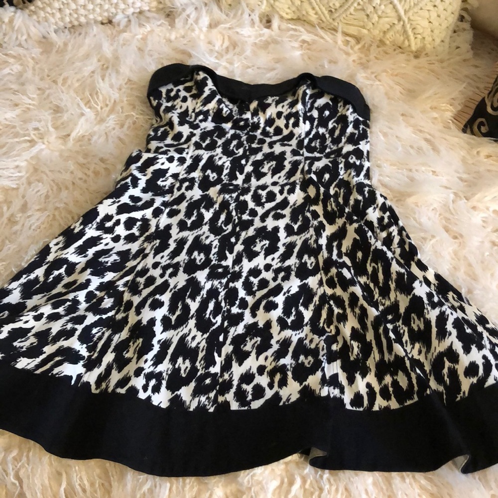 Black white Betsey Johnson skater dress strapless